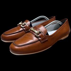 AMALFI by RANGONI Women's Sz 9.5 Italian Leather Pescara Brown Loafers Horse Bit